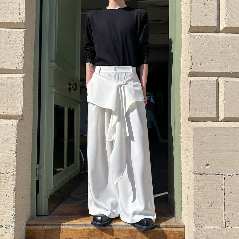 Retro Ribbon Casual Wide-leg Irregular Trousers