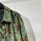 Vintage Print Loose Lapel Shirt