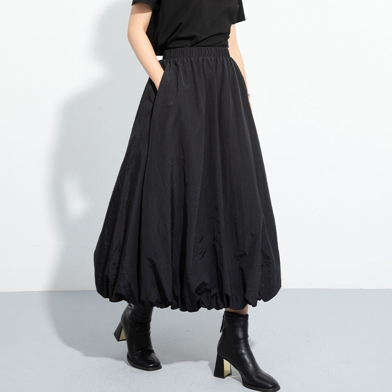 High Waist Loose Mid-length A-line Skirt