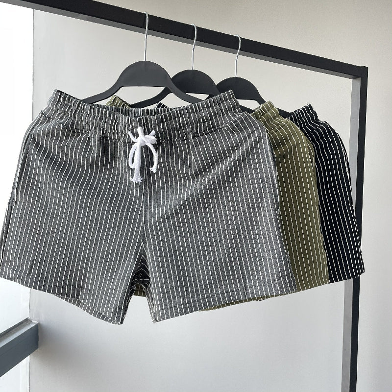 Cotton Striped 3-quarter Casual Shorts