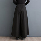 Printed Patchwork Pleated Double-layer Wide-leg Casual Pants