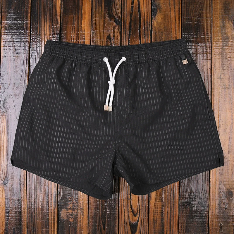 Blue Quick-drying Striped Beach Shorts