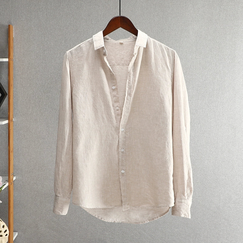 Lapel Linen Loose Thin Casual Shirt