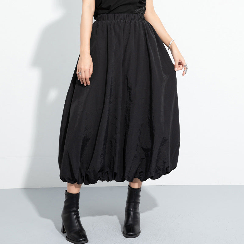 High Waist Loose Mid-length A-line Skirt