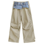 Denim Contrast Patchwork Pants