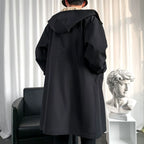 Color Block Hooded Mid-length Windbreaker Jacket