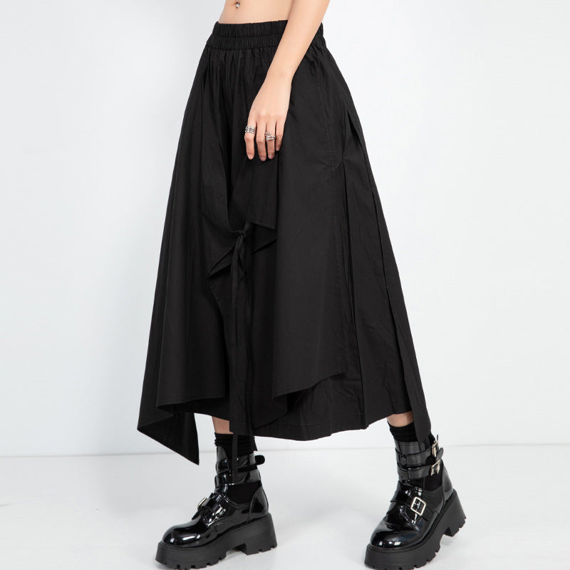 Elastic Waist Irregular Patchwork Skirt Pants
