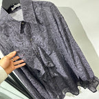 Vintage Pleated Embossed French Loose Hollow Breathable Shirt