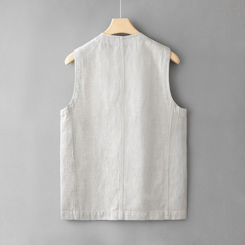 V Neck Linen Casual Vest