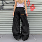 American Retro Inverted Design Embroidered Scimitar Jeans