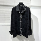 Dark Embroidered Loose Retro Shirt