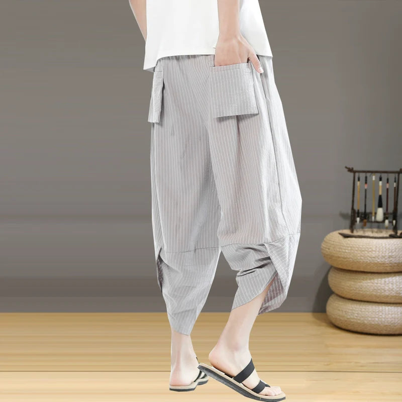 Striped Carrot Loose Wide-leg Casual Pants