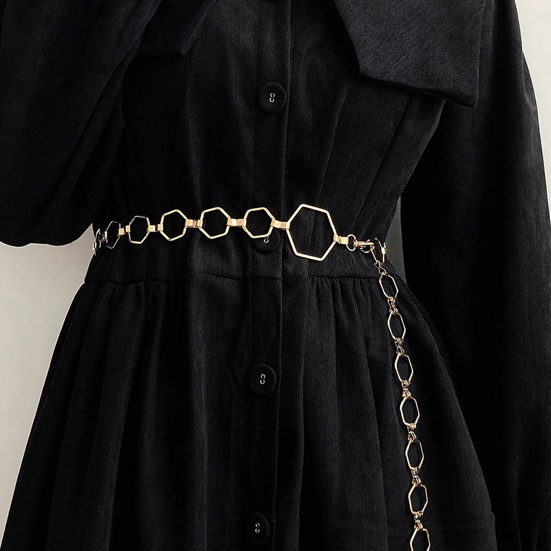 Hexagon Metal Slim Waist Chain