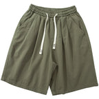 Cotton Elastic Drawstring Straight Loose Casual Shorts