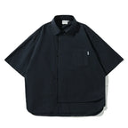 Thin Solid Color Short Sleeve Shirt Men's Loose Shirt