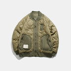Contrast Color Diamond Pattern Thick Warm Cotton Jacket