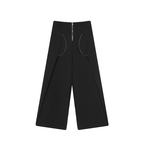 Metal Zipper Wide Leg Straight Casual Floor Mopping Trousers