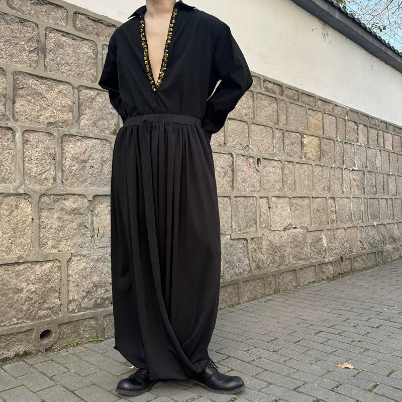 Irregular Wide-leg Multi-layered Pleated Harem Pants