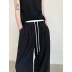 Retro High Waist Drape Striped Casual Pants