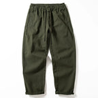 Thick Brushed Cotton Loose Straight Pants