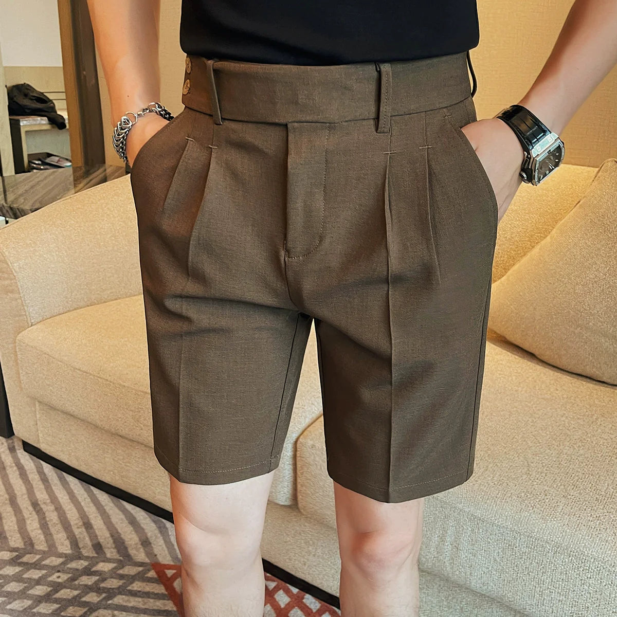 Summer Solid Color Casual Slim Fit Shorts