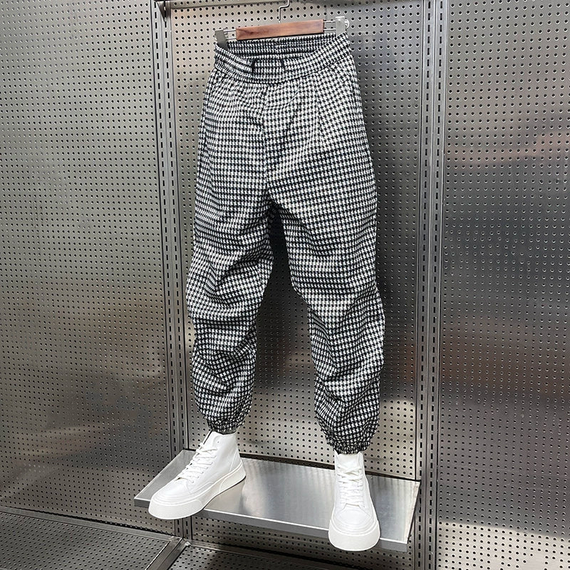 Plaid loose legged casual pants