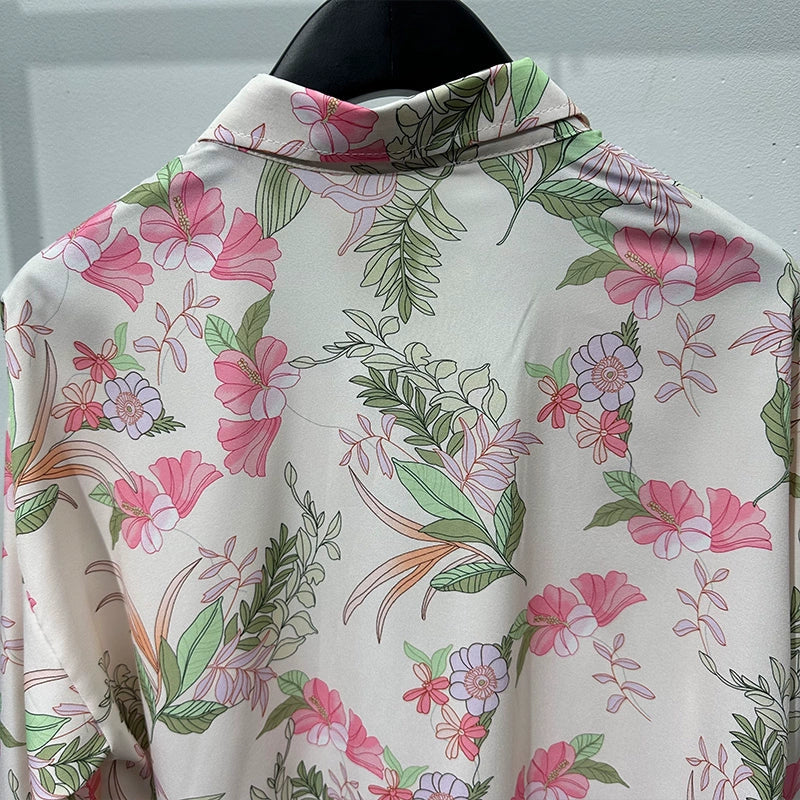 Retro Print Loose Non-iron Drape Shirt