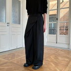 Waist tie Fake Two-piece Casual Straight Trousers