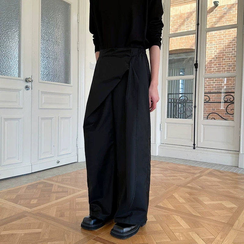 Waist tie Fake Two-piece Casual Straight Trousers