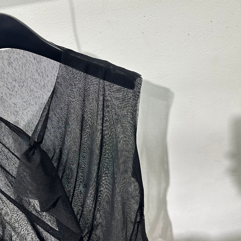 Mesh Hollow V-neck Sleeveless Vest