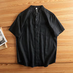 Linen Thin Retro Casual Stand Collar Shirt