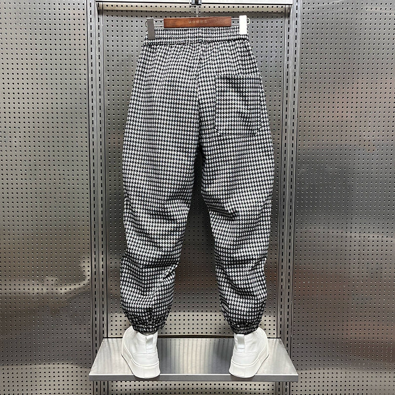 Plaid loose legged casual pants