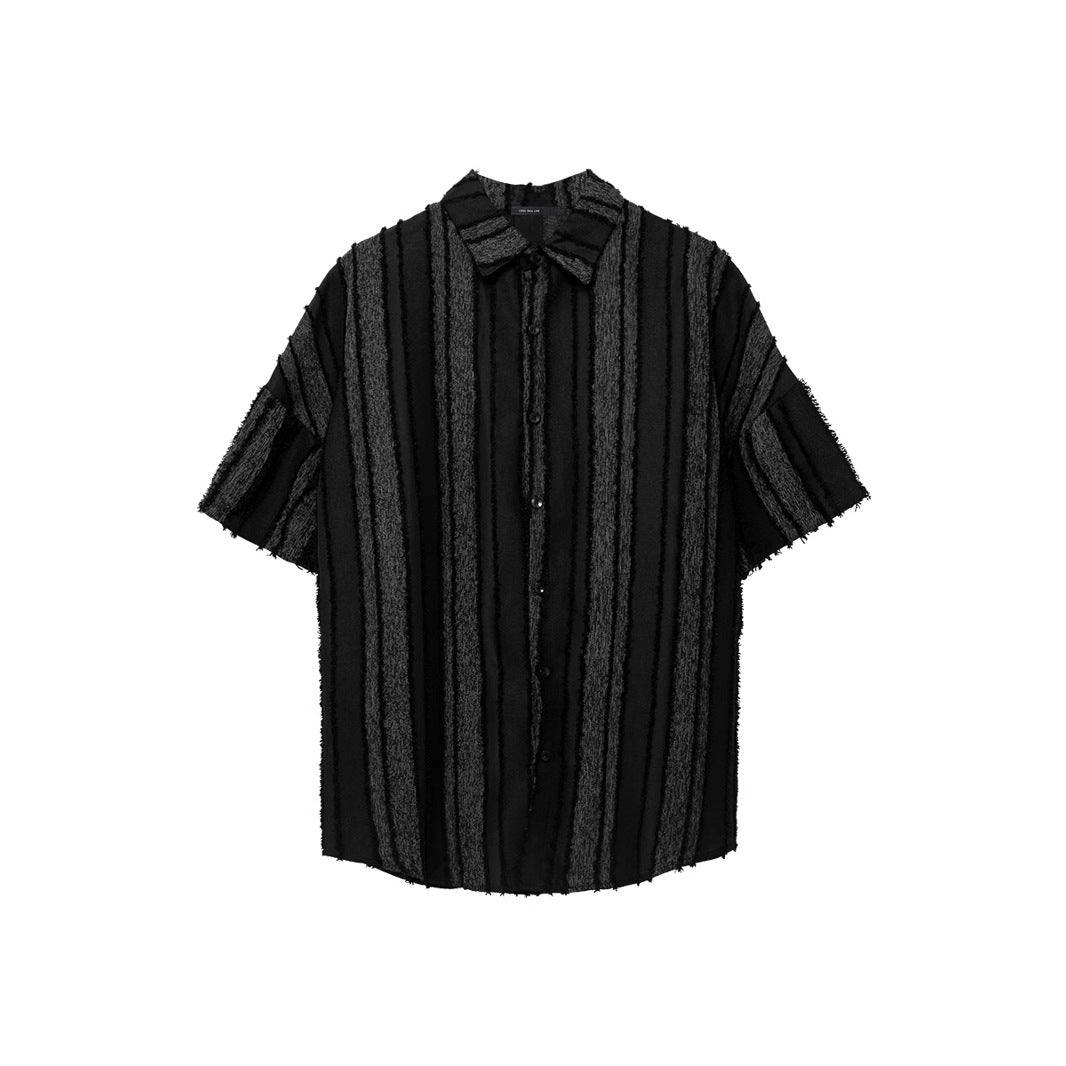 Retro Vertical Striped Fringe Patchwork Shirt