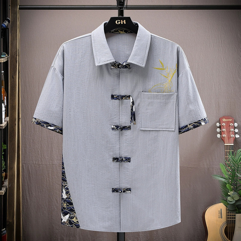 Cotton And Linen Suit Casual Shirt Set