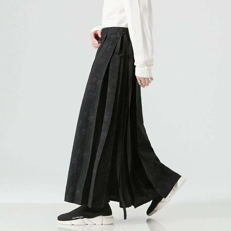 Hanfu Tie Pleated Skirt Hakama Pants