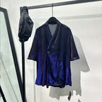 V-neck Ice Silk Loose Casual Shiny T-shirt