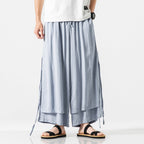Japanese Style Cotton and Linen Side Strap Two-piece Culottes