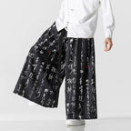 Calligraphy Print Culottes Hakama Pants