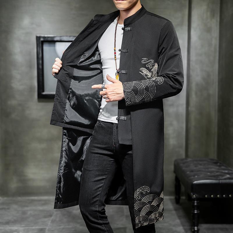 Retro Fake Two-piece Mid-length Embroidered Casual Jacket