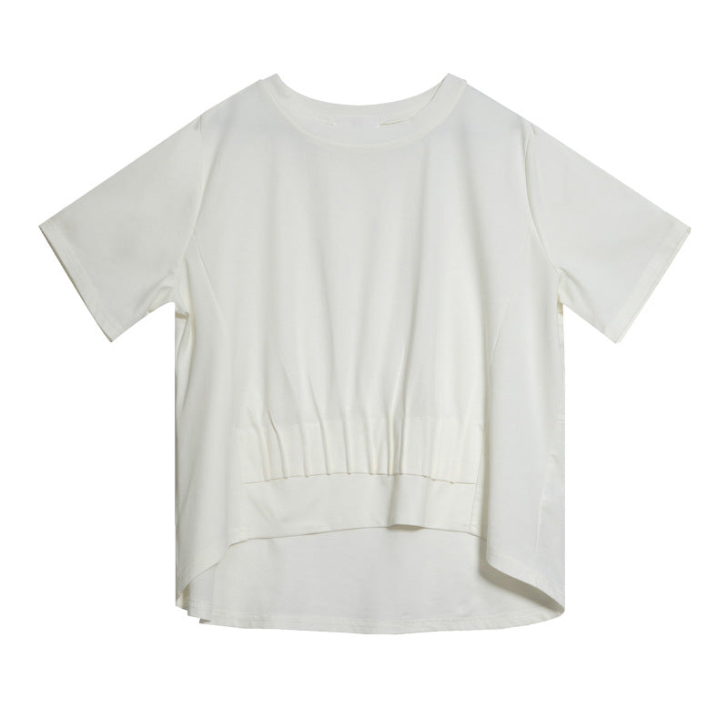 Loose Irregular Pleated Thin T-shirt