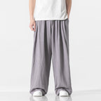Loose Solid Straight-leg Pants