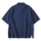 Japanese Retro Striped Loose Casual Work Shirt