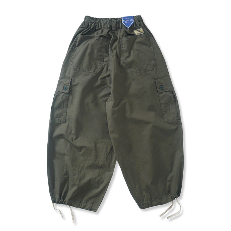 Japanese Retro Silhouette Multi-pocket Straight Wide-leg Pants