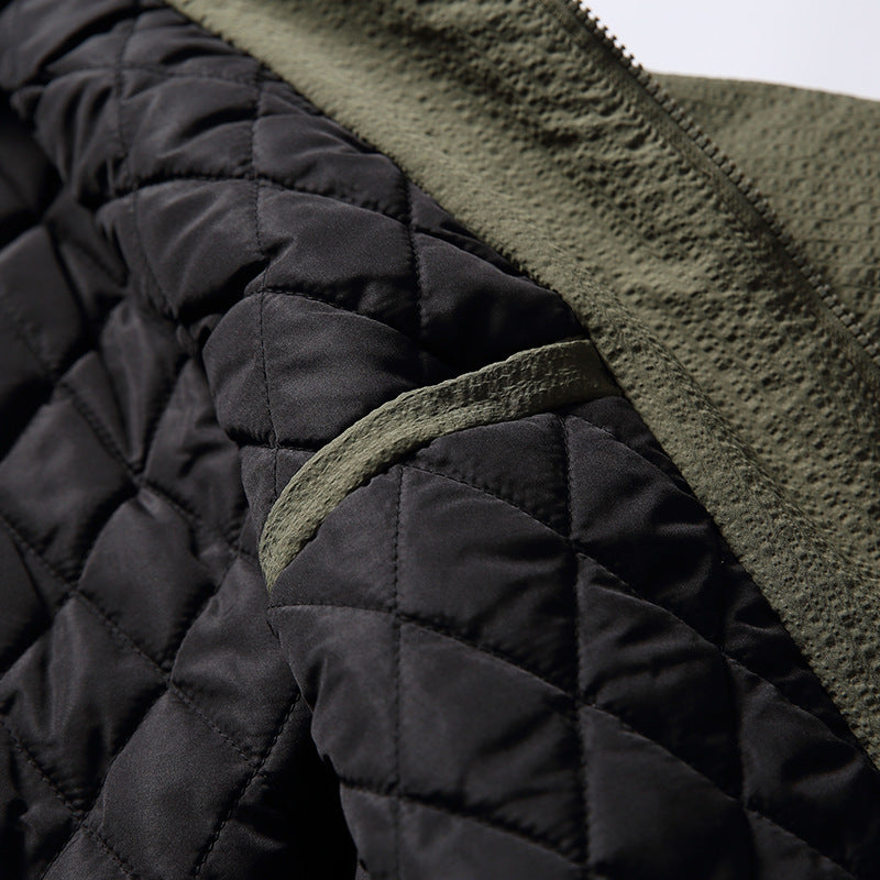 Japanese Solid Color Warm Stand Collar Cotton Coat