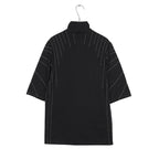 Ray Embroidery Loose Stand Collar Casual T-shirt