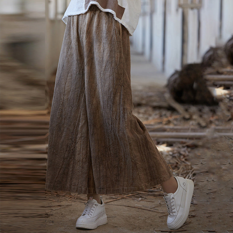 Tie-dyed Elastic Waist Wide-leg Pants