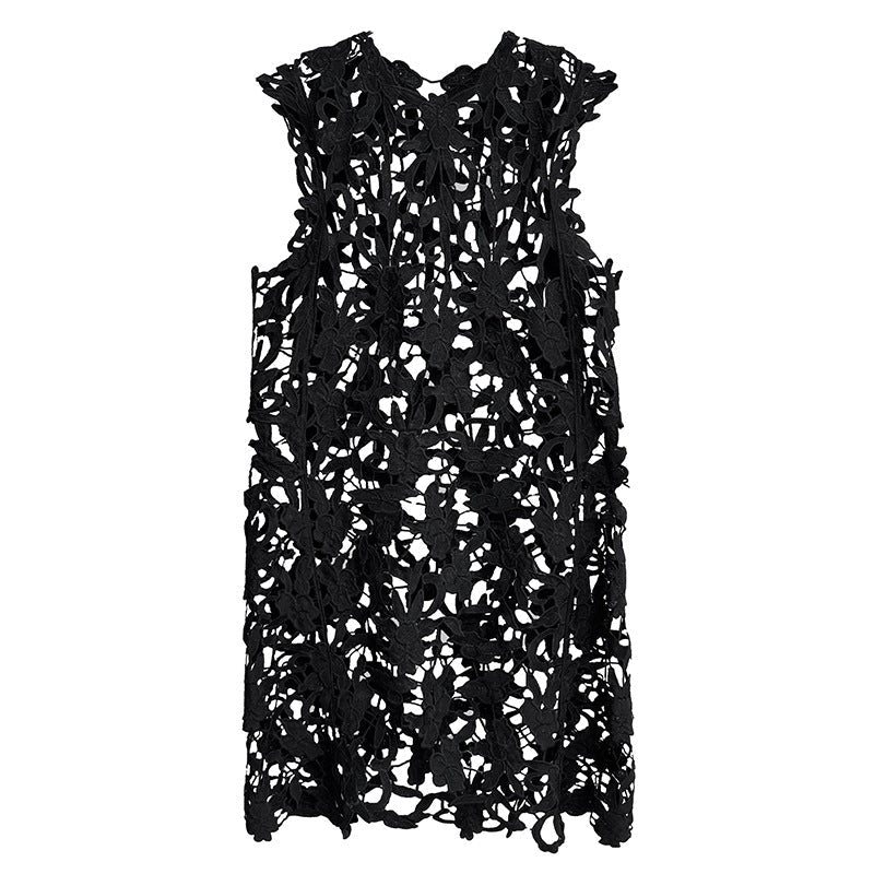French Retro Hollow Lace Cover-up Dress