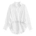 Loose Fit Pullover Crumpled Long Sleeve Shirt