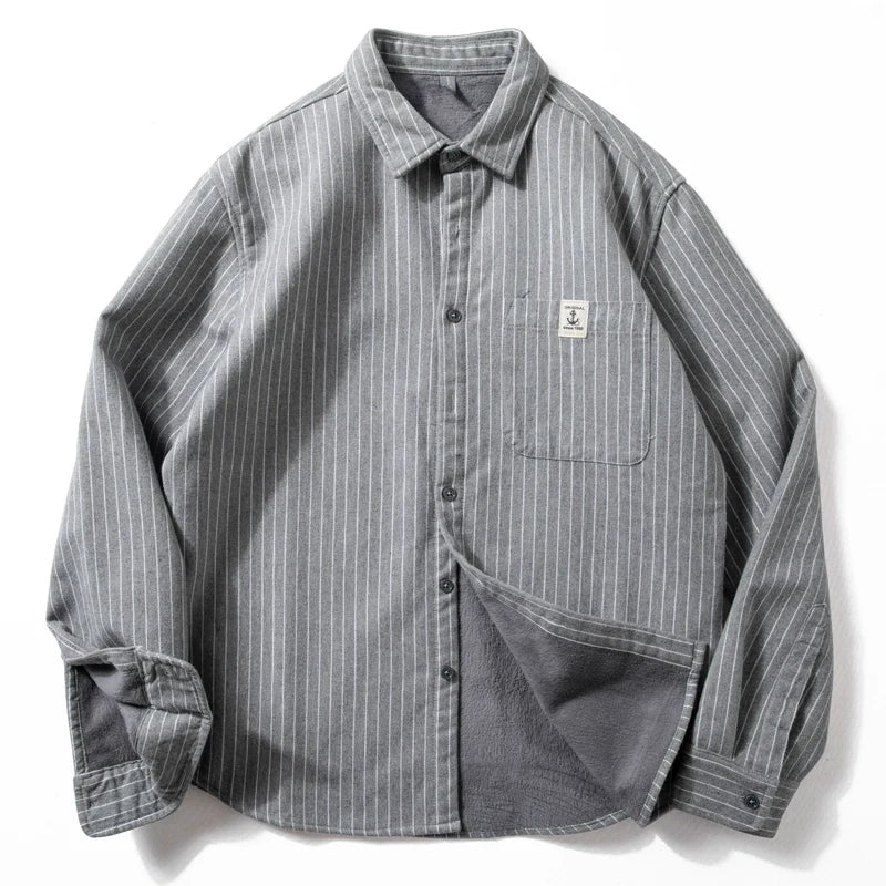 Striped Retro Slim Fit Casual Shirt Top