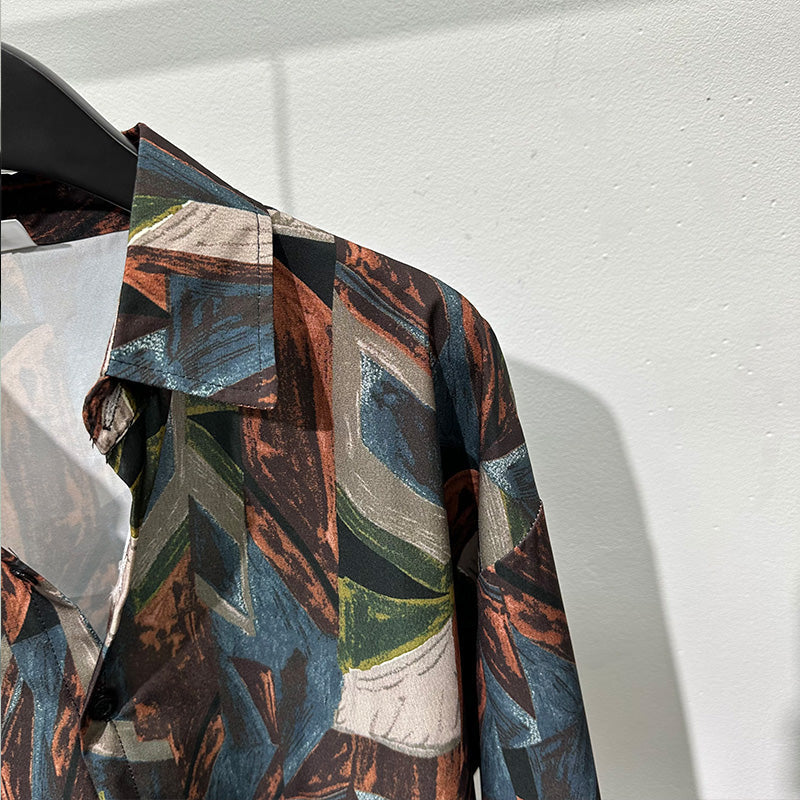 Retro Geometric Print Loose Long-sleeved Shirt